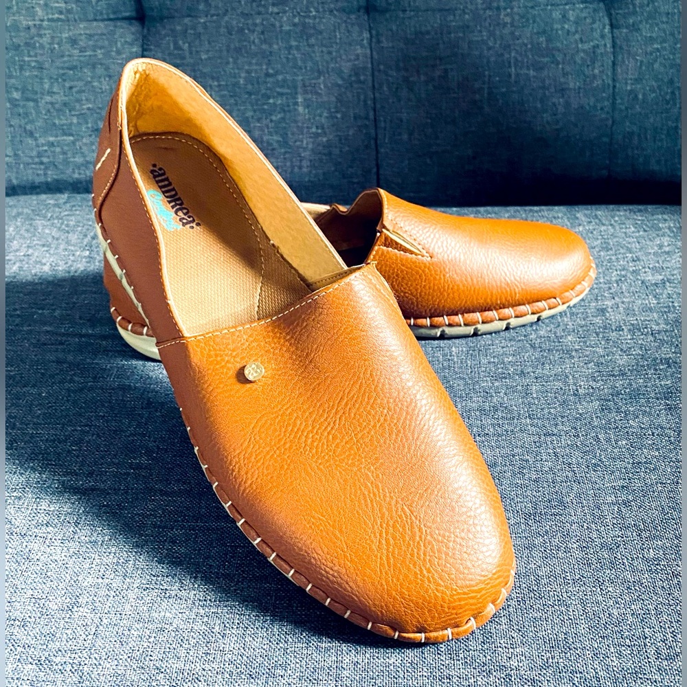 Andrea Flat Moccasins Brown Leather Loafers